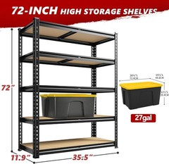 REIBII 5-Tier Heavy Duty Storage Shelves 2400LBS Capacity