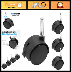 4pcs 2″ Heavy Duty Swivel Caster Wheels with Brake | Black Nylon for Furniture,