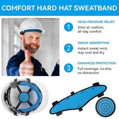 Hard Hat Sweatband and Top Pad for Safety Helmet, Washable Hard Hat Cooling Line