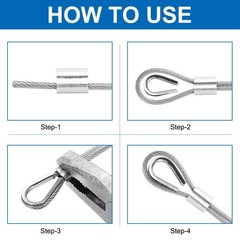 33FT 1/8″ Stainless Steel Cable Railing Kit with Sleeves Thimbles Black