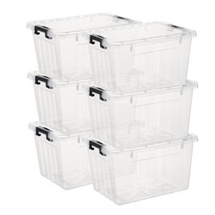 Cetomo Lidded Storage Bin, Stackable Storage Box with Lid and Snap Lock, Clea…