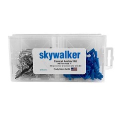#8 x 1″ Anchor Kit with Screws, Blue Anchors & 3/16″ Drill Bit – 100 Pack