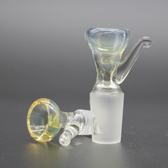 Lab Glass Slide Silver Fume Funnel Bowl 14 18mm Fitting Tobacco Hookah Bong