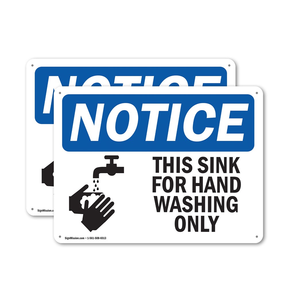 (2 Pack) This Sink For Hand Washing Only With Symbol OSHA Notice Sign Decal