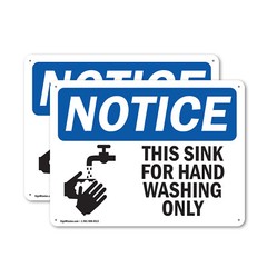 (2 Pack) This Sink For Hand Washing Only With Symbol OSHA Notice Sign Decal