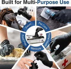 Heavy-Duty Latex-Free Disposable Nitrile Gloves – 100 Count Black Food Safe