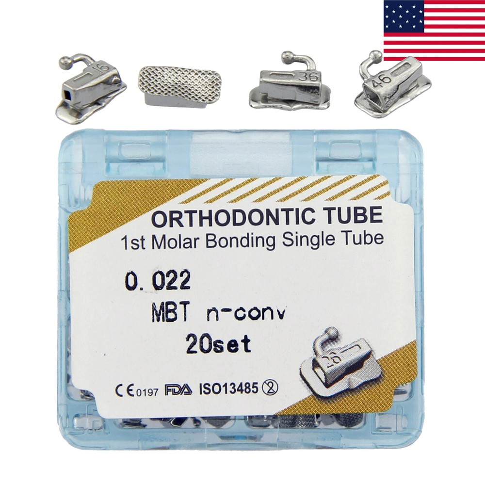 80 Tubos Ortodoncia Dental Buccal Tube 1st 2nd Molar Roth MBT 022 Conv Monoblock