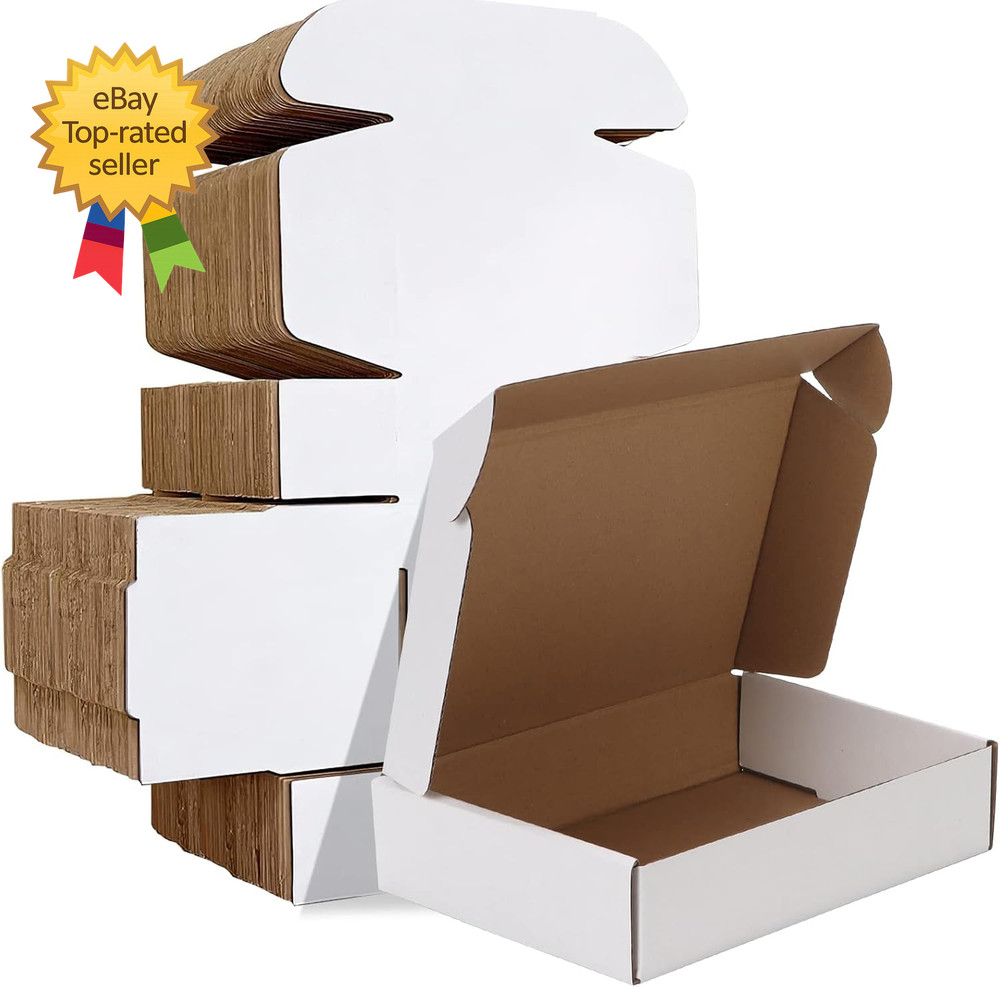 9X6X2 Inches Shipping Boxes Set of 50 White Corrugated Cardboard Box Literature