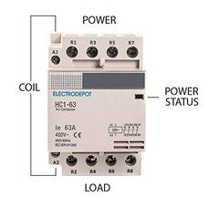 Electrodepot 50 Amp 4 Pole Normally Closed IEC Contactor with Mounting Base