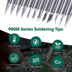 12-Piece 900M Soldering Iron Tips Set for Hakko & Yihua – Copper Quality