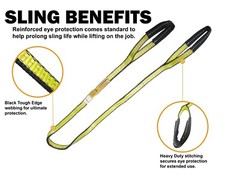 2″ x 3 ft Web Lifting Sling Tow Strap 2-ply Eye & Eye Tagged Rated (2 Pack)
