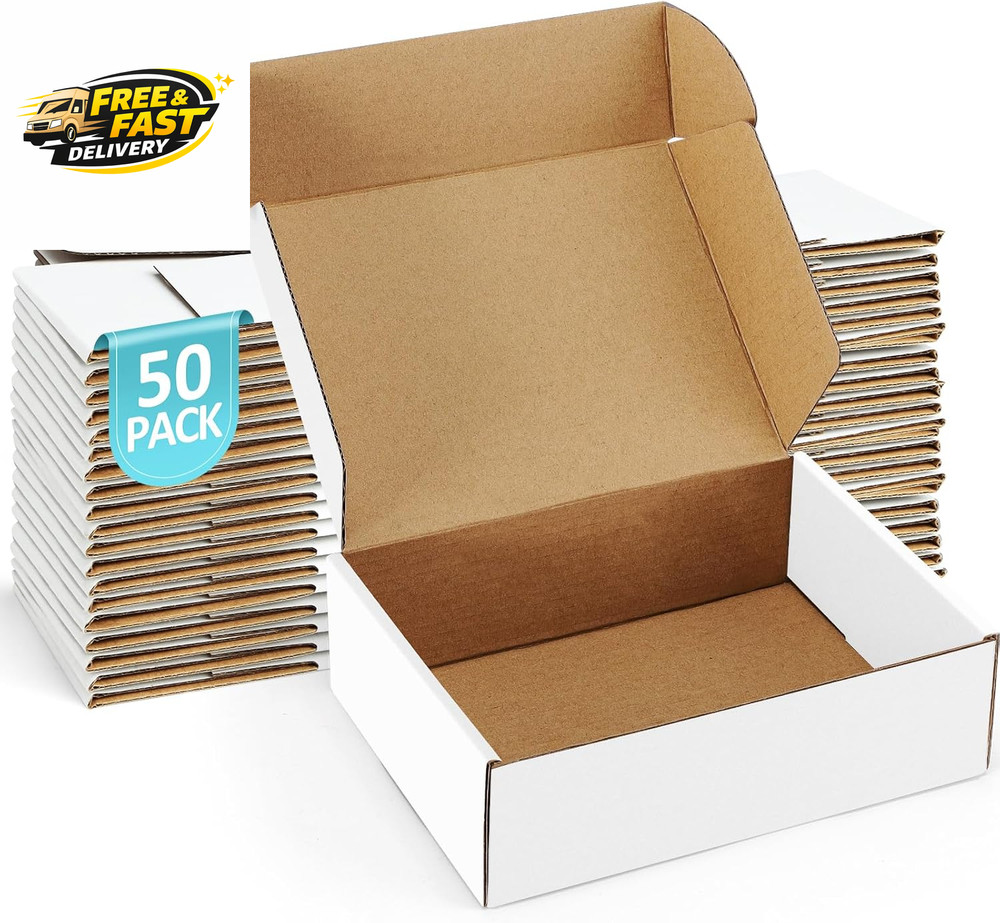 Shipping Boxes 7X5X2 Inches Small Mailing Boxes 50 Pack White Cardboard