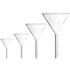 Glass Funnel Set, 4 Pcs Lab Borosilicate Glass Funnels, 100mm (170mm Length), 75