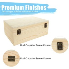 DAJAVE Unfinished Wooden Box, 12x9x5 Inch Large 12.2×8.7×4.8 inches
