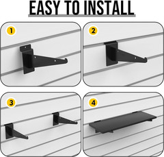 8 Pack Wooden Slatwall Shelf, 23.6″D X 11.8″W Slatwall Shelves with Metal Bracke