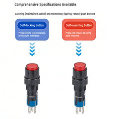 8mm Plastic 1NO1NC Round head momentary illuminated pushbutton switch LAS4Y-11/R