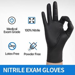 1000PCS Medical Black Nitrile Exam Gloves-Latex & Powder-Free,FDA 501K Available