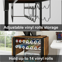 3-Tier Rolling Heat Press Table with Vinyl Holder & Folding Shelf for Crafts