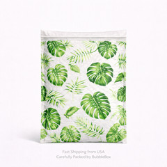 Banana Leaves Poly Bubble Mailers 6.5×10 Green Leaf Print Padded Envelopes