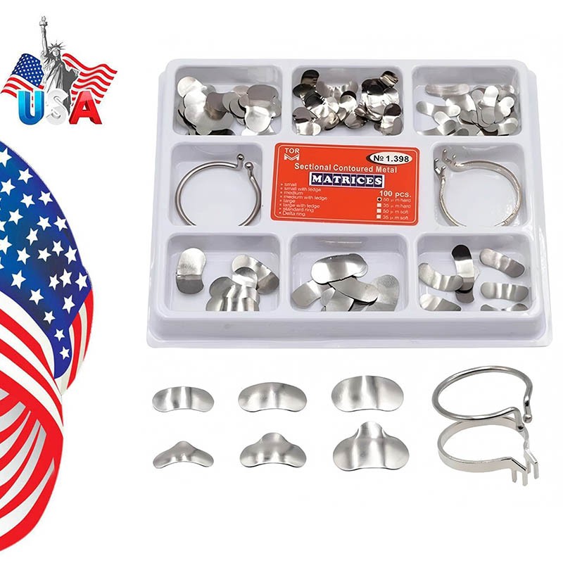 Dental Matrix Bands Sectional Contoured Matrices Wedges Ring NO1.398 100pc/box