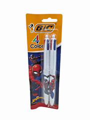 3 Packs of Bic 4 Color Marvel Spiderman Retractable Pens w 3 Bonus Pencil Cases