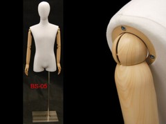 Adult Male White Linen Torso Mannequin Form with Flexible Arms and Head