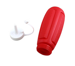 2 Piece Plastic Squeeze Mustard Ketchup Salad Dressing Condiment Set with Cap