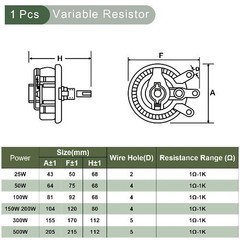 50W 20 Ohm Ceramic Rheostat Adjustable Resistor High Power W Style: 50W 20 Ohm