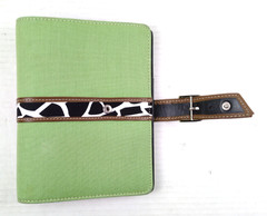 Franklin Covey 365 Compact Open Snap Binder Green Canvas Animal Print 6 Rings 1″