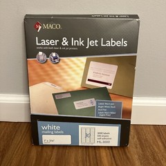 Maco ML-3000 Laser & Inkjet Labels – 1″ Width X 2 5/8″ White Mailing Labels Used