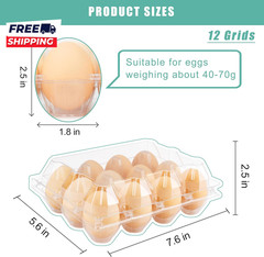 100 Packs Egg Cartons Cheap Bulk Plastic for 12 Eggs Clear Egg Cartons 3* 4 Grid
