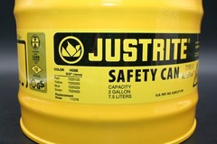 One (1) JUSTRITE 7220220 (ULINE H-1849Y) Safety Can, 2-Gallon, Yellow, Diesel