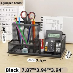 Mesh Desk Organizer Office Supplies Caddy Pencil Holder Storage Basket 3 Slot