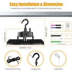 200W UFO Led High Bay Light Dimmable Commercial Warehouse Shop Fixture 30,000Lm