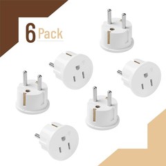 European Travel Plug Adapter Type E F for Europe Wall Outlet set 6 Pack