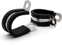 1 Inch Cable Clamp, 15 Pack Stainless Steel Wire Clamp, Rubber Metal Hose Clamps