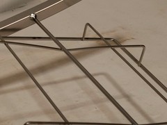 Lot of 2 Unbranded steel display racks, 28 x 16 x 5 in, 3 tiers 14.5×7.5 in each