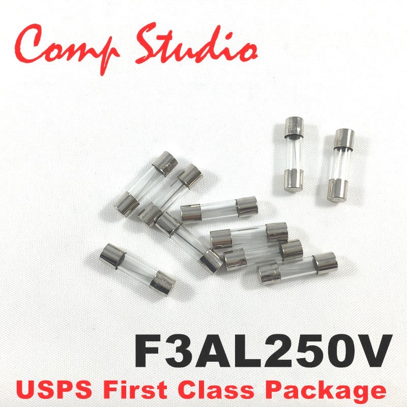 compstudio 20pcs F3AL250V 3A 250V Fast-Blow Fuse Glsss 5x20mm Fast Acting 3Amp