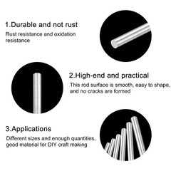 304 Stainless Steel Round Rods 6mm x 400mm Solid Shaft Rods Silver