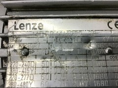 Lenze .75 KW 220-277/380-480 Volts AC Motor 1680 Rpm