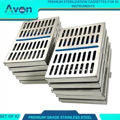 10 DENTAL AUTOCLAVE STERILIZATION CASSETTE RACK BOX TRAY FOR 10 INSTRUMENT