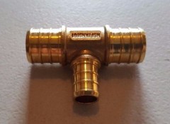 10 PIECES 3/4″ X 3/4″ X 1/2″ PEX TEE BRASS CRIMP FITTINGS ( LEAD FREE )