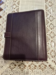 Franklin covey Vintage Aurora Full Grain Italian Leather Classic Purple Plumeria