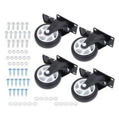 4 Pcs 2200Lbs With Brake And White Hubs 4 In Swivel Caster Wheels Heavy Duty
