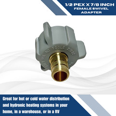 10 PIECE 1/2″ PEX X 7/8″ BC (BALLCOCK) NUT SWIVEL ADAPTER, LEAD FREE BRASS CRIMP