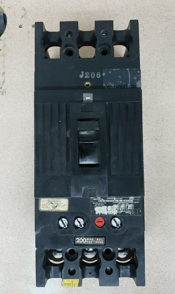 GE TFJ236200 200 A 600V 3 POLE CIRCUIT BREAKER w/ 200 AMP TRIP