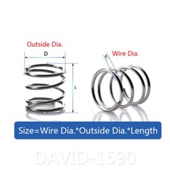 0.5mm Wire Dia. 3mm – 12mm Outside Dia. Compression Spring 304 Stainless Steel