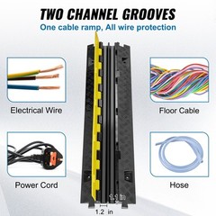 VEVOR 2Channel Speed Bump Cable Protector Ramp 1T Load TPU Wire Cable Cord Guard