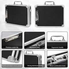 13x10x2.75 Inch Aluminum Briefcase Key Lock Clipboard Storage Box Case Protect