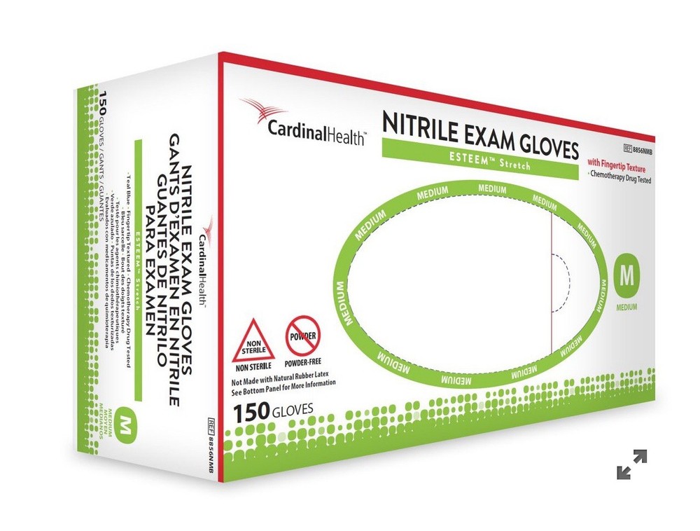 Cardinal Health Esteem Stretch Nitrile Exam Glove MEDIUM 150 per Box